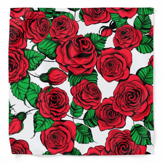 Red roses pattern bandana (Front)
