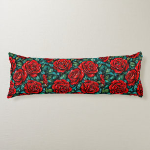 Red roses pattern body pillow