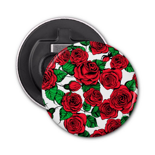 Red roses pattern bottle opener (Front)