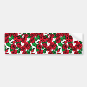 Red roses pattern bumper sticker