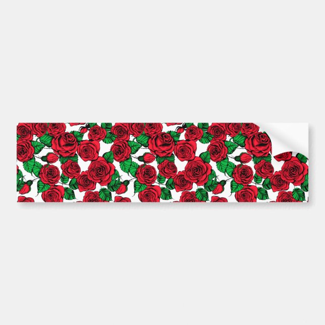 Red roses pattern bumper sticker (Front)