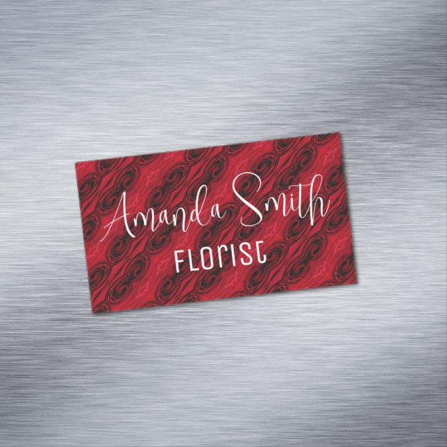 red roses pattern business card magnet (In Situ)