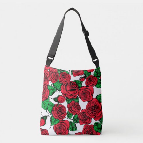 Red roses pattern crossbody bag