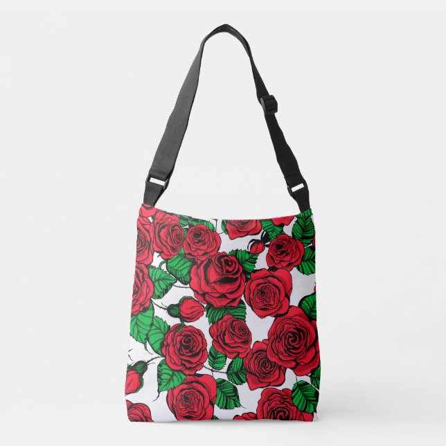 Red roses pattern crossbody bag (Front)