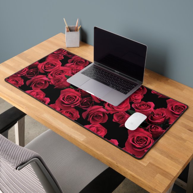 Red Roses Pattern Desk Mat