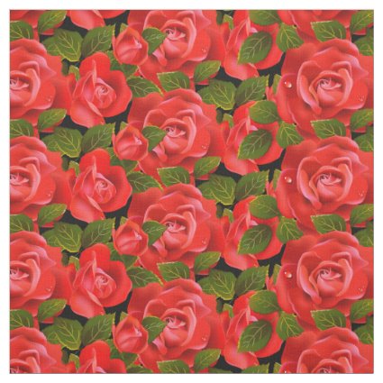 Red Roses Pattern Fabric