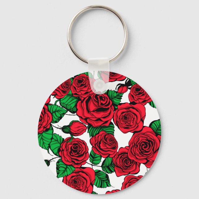 Red roses pattern keychain (Front)