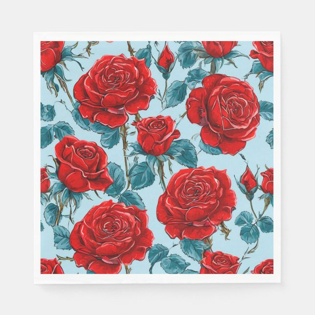 Red roses pattern napkins (Front)