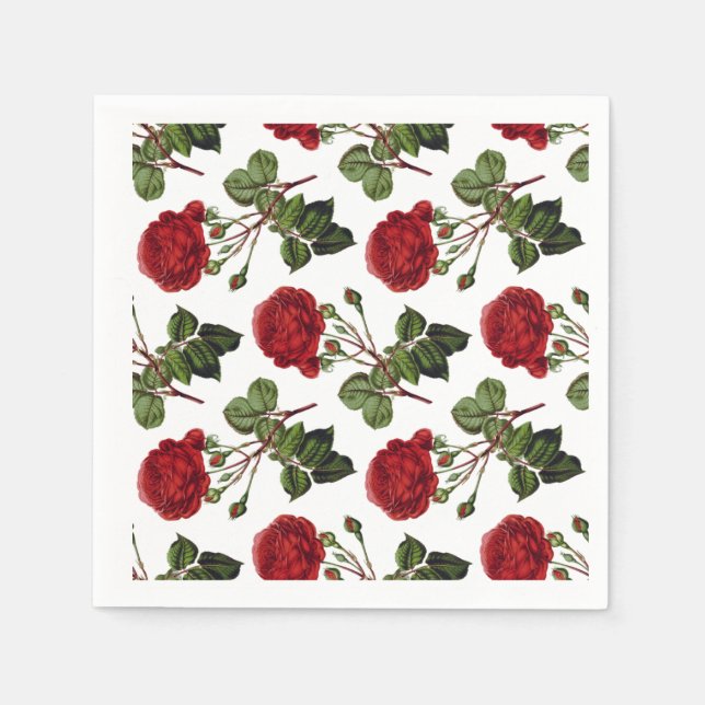 Red Roses Pattern Napkins (Front)