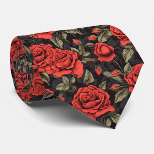 red roses pattern neck tie