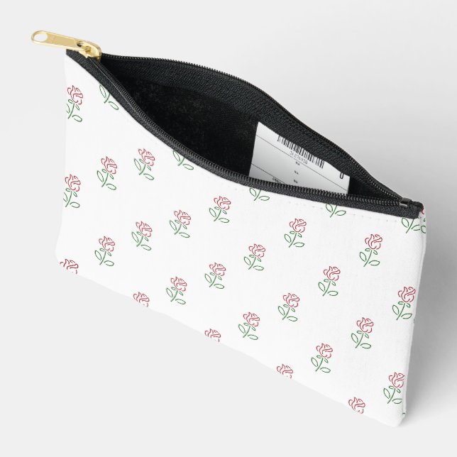 Red Roses, Pattern Of Roses, Flowers Accessory Pouch (Open)