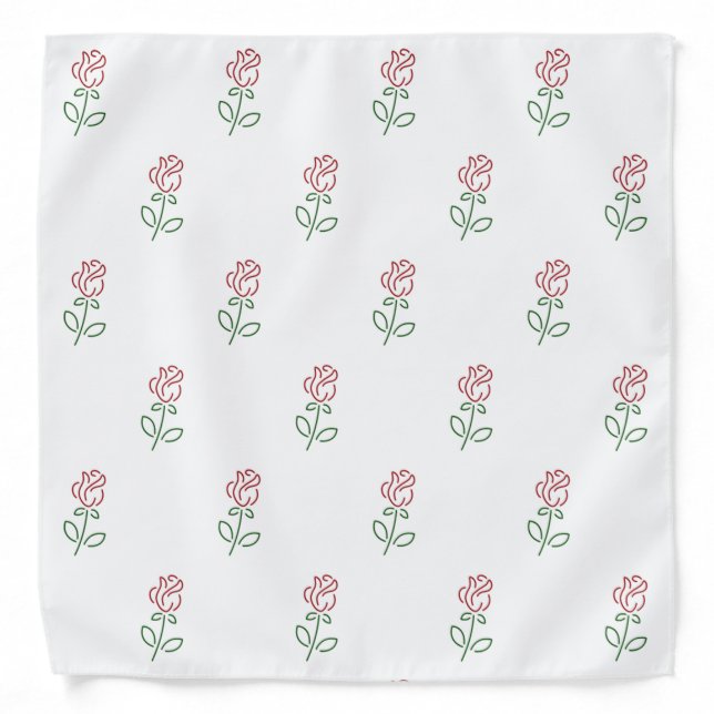Red Roses, Pattern Of Roses, Flowers Bandana (Front)