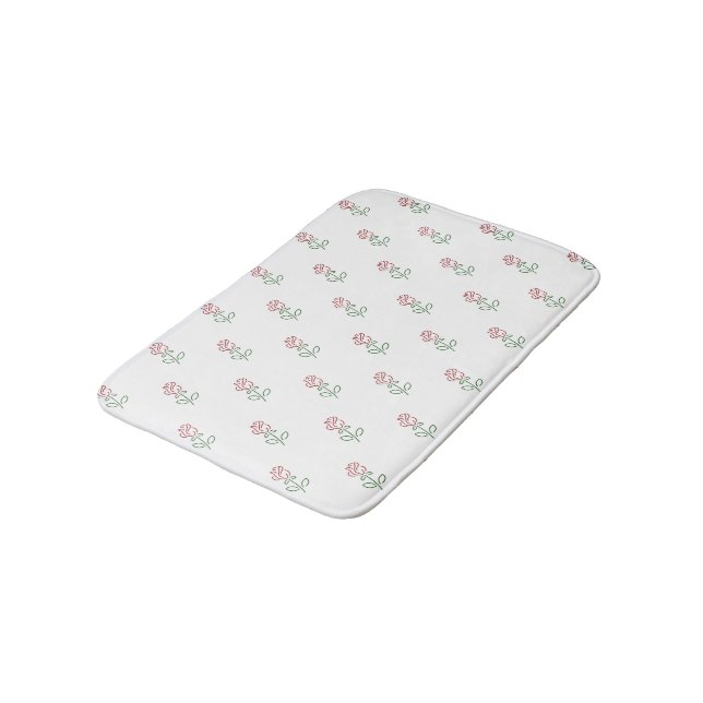 Red Roses, Pattern Of Roses, Flowers Bath Mat (Angled)