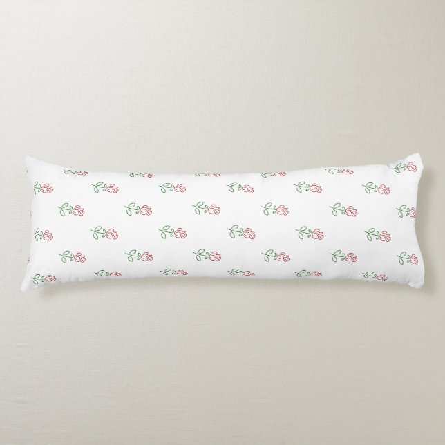 Red Roses, Pattern Of Roses, Flowers Body Pillow (Front)