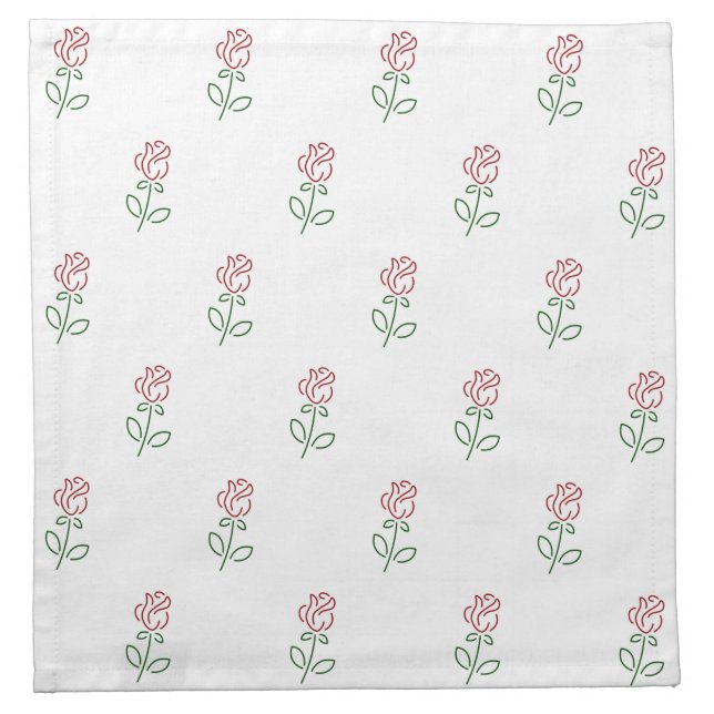 Red Roses, Pattern Of Roses, Flowers Cloth Napkin (Front)