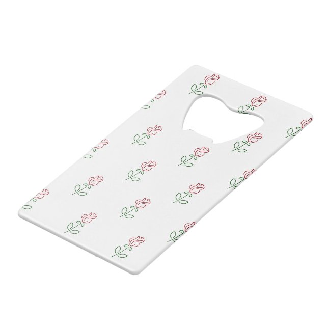Red Roses, Pattern Of Roses, Flowers Credit Card Bottle Opener (Front Angled)