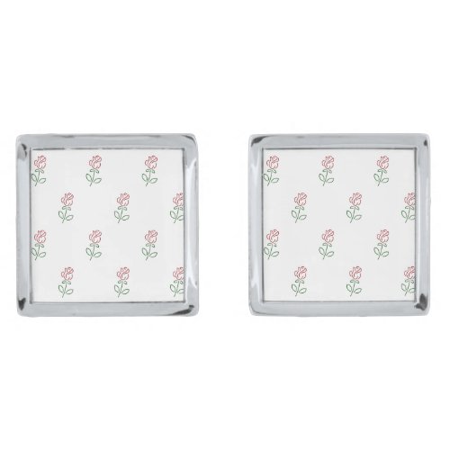 Red Roses Pattern Of Roses Flowers Cufflinks