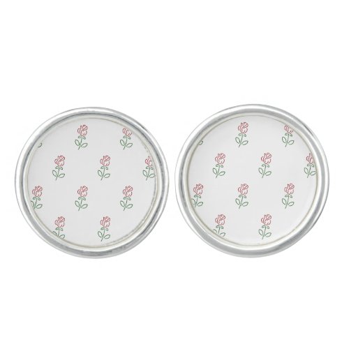 Red Roses Pattern Of Roses Flowers Cufflinks