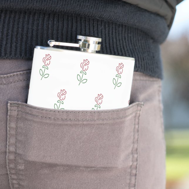 Red Roses, Pattern Of Roses, Flowers Flask (In Situ)