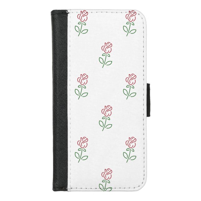 Red Roses, Pattern Of Roses, Flowers iPhone Wallet Case (Front)