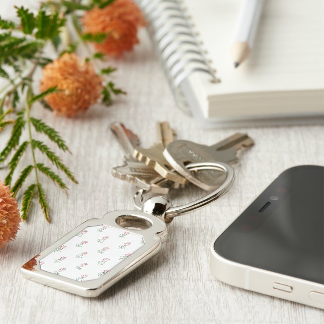 Red Roses, Pattern Of Roses, Flowers Keychain (Side)