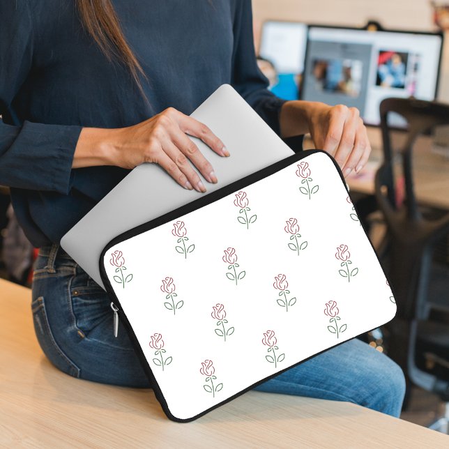 Red Roses, Pattern Of Roses, Flowers Laptop Sleeve (Creator Uploaded)