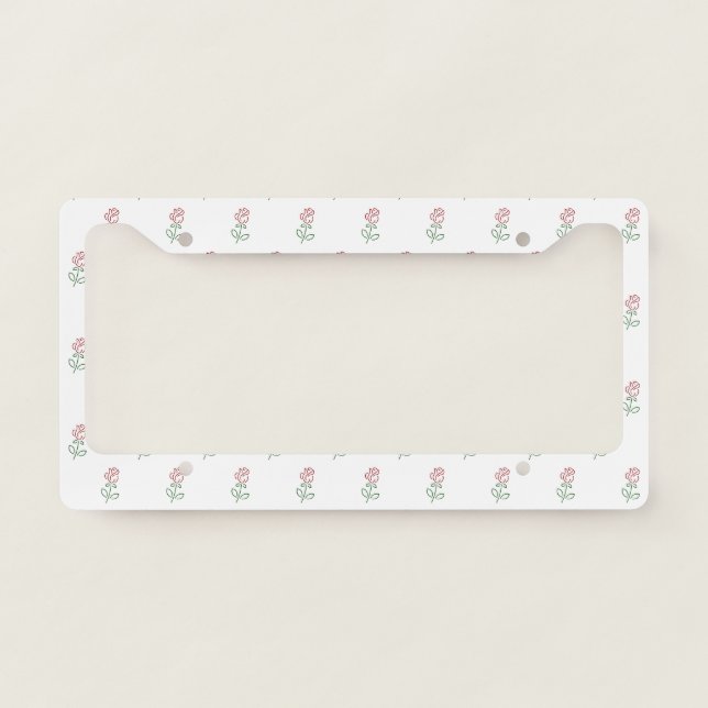 Red Roses, Pattern Of Roses, Flowers License Plate Frame (Front)