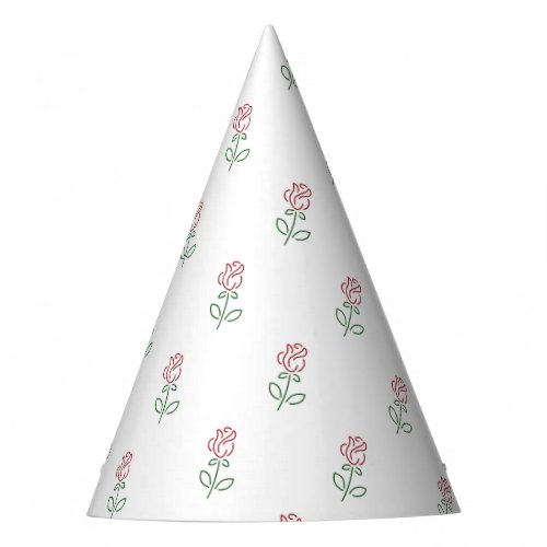 Red Roses Pattern Of Roses Flowers Party Hat
