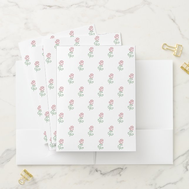 Red Roses, Pattern Of Roses, Flowers Pocket Folder (In Situ)