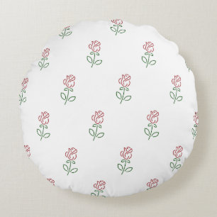 Red Roses, Pattern Of Roses, Flowers Round Pillow