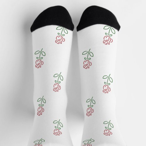 Red Roses Pattern Of Roses Flowers Socks