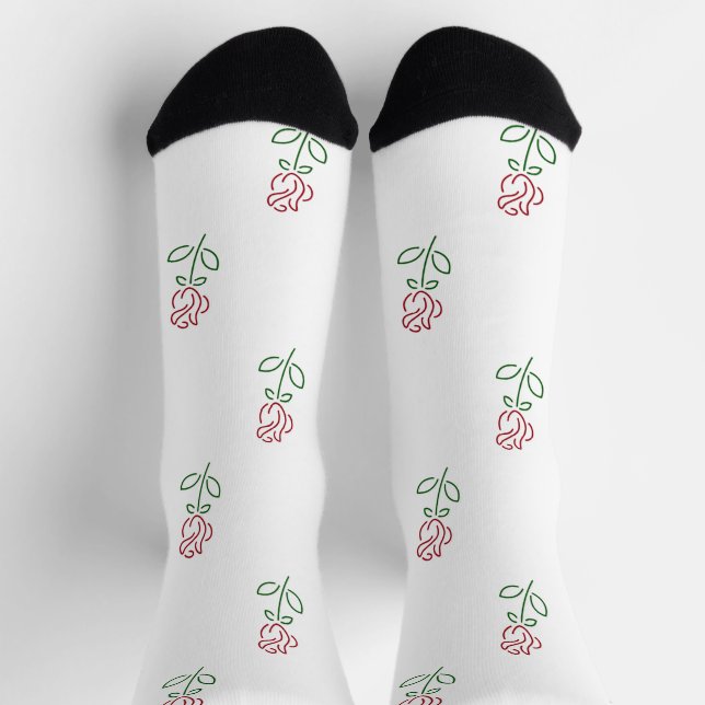 Red Roses, Pattern Of Roses, Flowers Socks (Top)