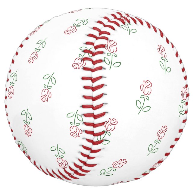 Red Roses, Pattern Of Roses, Flowers Softball (Angled)