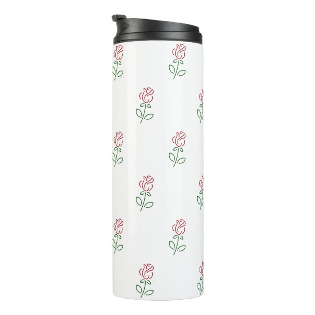 Red Roses, Pattern Of Roses, Flowers Thermal Tumbler (Rotated Right)