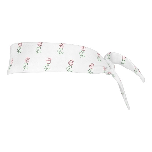 Red Roses, Pattern Of Roses, Flowers Tie Headband (Rotate 90)