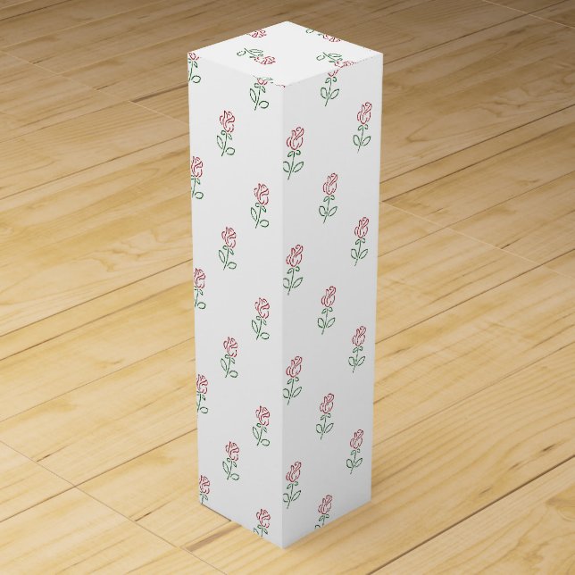 Red Roses, Pattern Of Roses, Flowers Wine Box (Front)