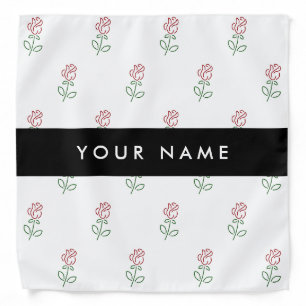 Red Roses, Pattern Of Roses, Your Name Bandana