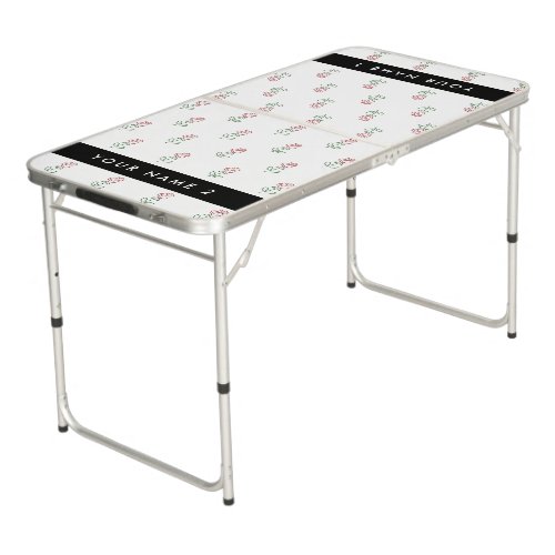 Red Roses Pattern Of Roses Your Name Beer Pong Table