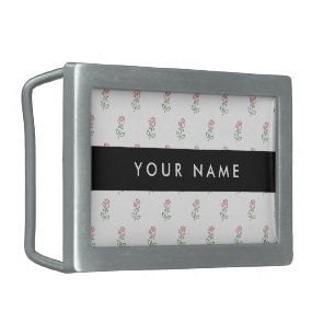 Red Roses, Pattern Of Roses, Your Name Belt Buckle