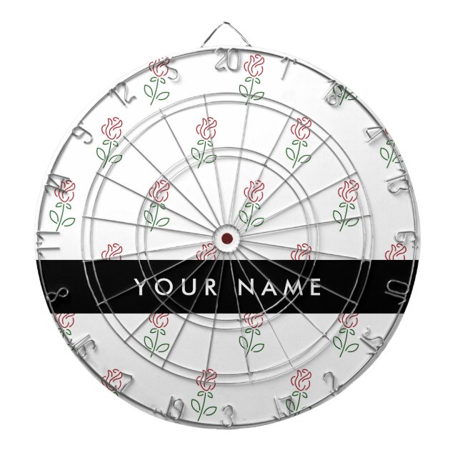 Red Roses, Pattern Of Roses, Your Name Dart Board (Front)