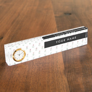 Red Roses, Pattern Of Roses, Your Name Desk Name Plate