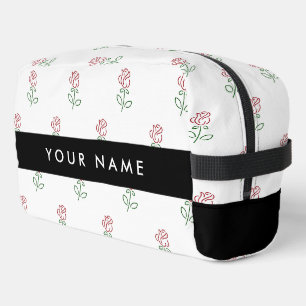 Red Roses, Pattern Of Roses, Your Name Dopp Kit