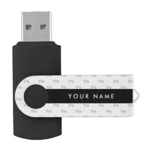 Red Roses, Pattern Of Roses, Your Name Flash Drive