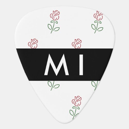 Red Roses Pattern Of Roses Your Name Guitar Pick