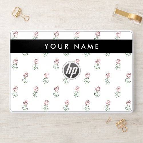 Red Roses Pattern Of Roses Your Name HP Laptop Skin