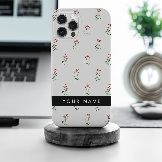 Red Roses, Pattern Of Roses, Your Name iPhone Case (Creator Uploaded)