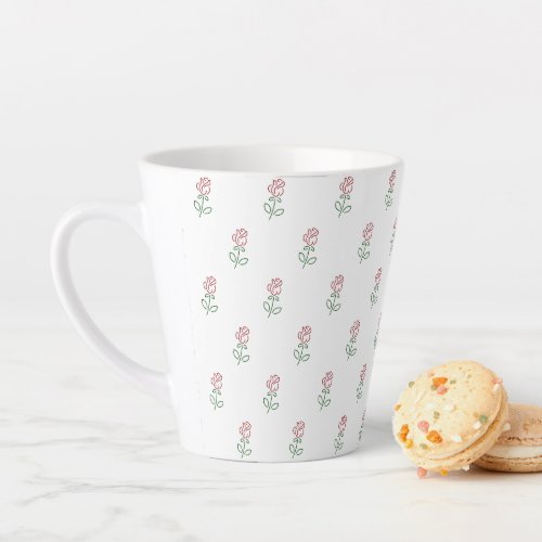 Red Roses Pattern Of Roses Your Name Latte Mug