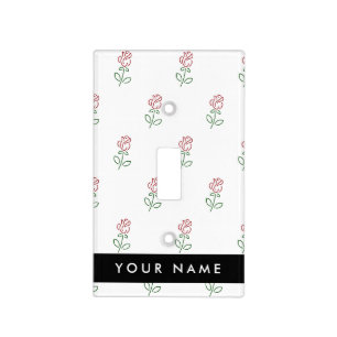 Red Roses, Pattern Of Roses, Your Name Light Switch Cover