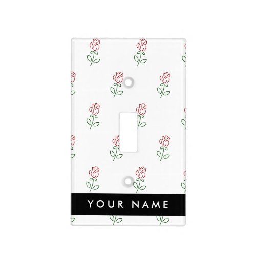 Red Roses Pattern Of Roses Your Name Light Switch Cover