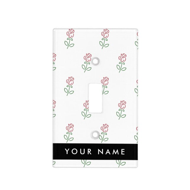 Red Roses, Pattern Of Roses, Your Name Light Switch Cover (Front)